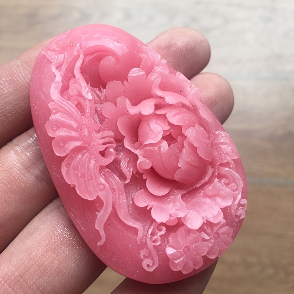 Pink Raw Stone Carving Love Butterfly Necklace